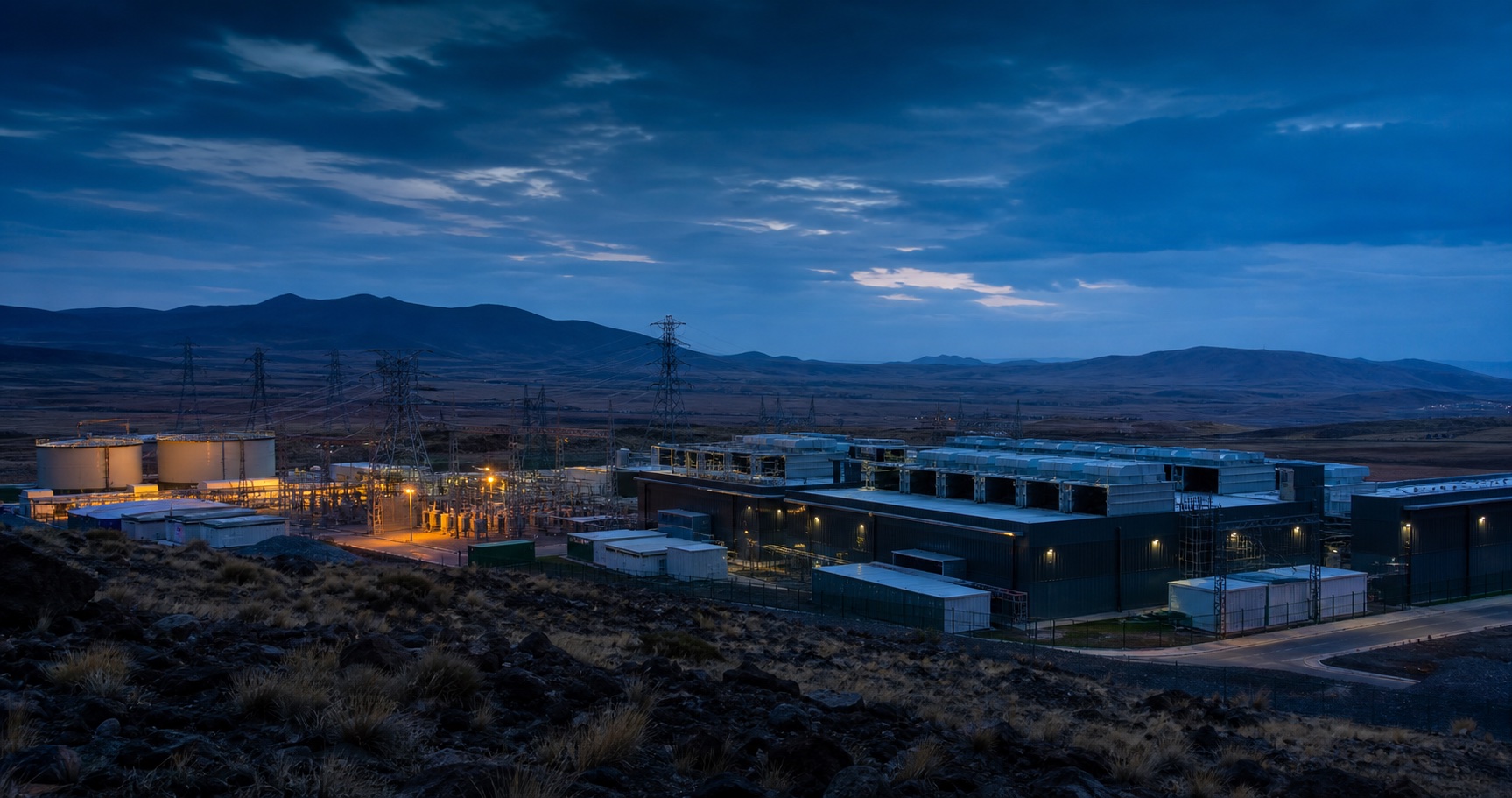 Large-scale compute campus beside electrical power infrastructure